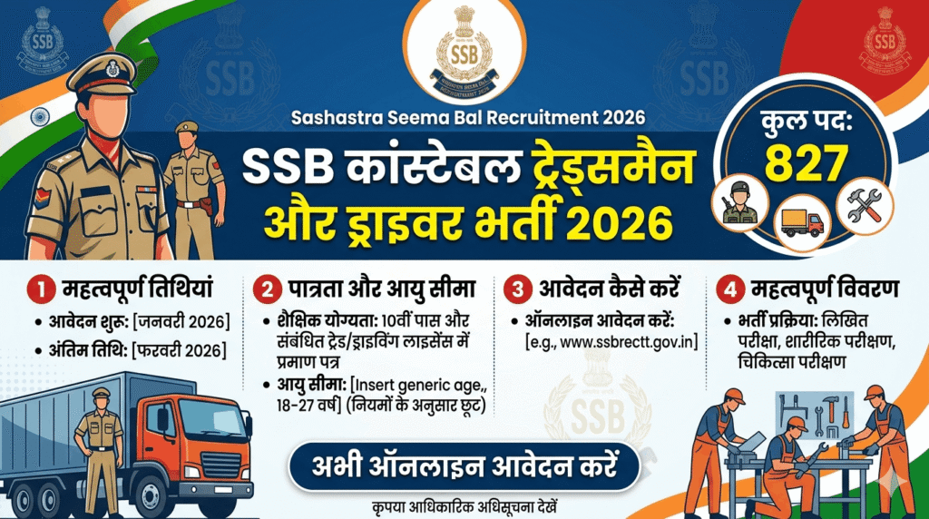 SSB Constable Tradesman & Driver Recruitment 2026