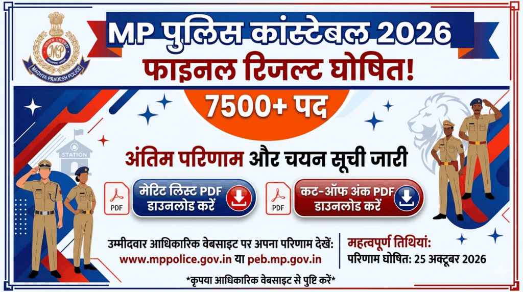 MP Police Constable 2025 Final Result 2026