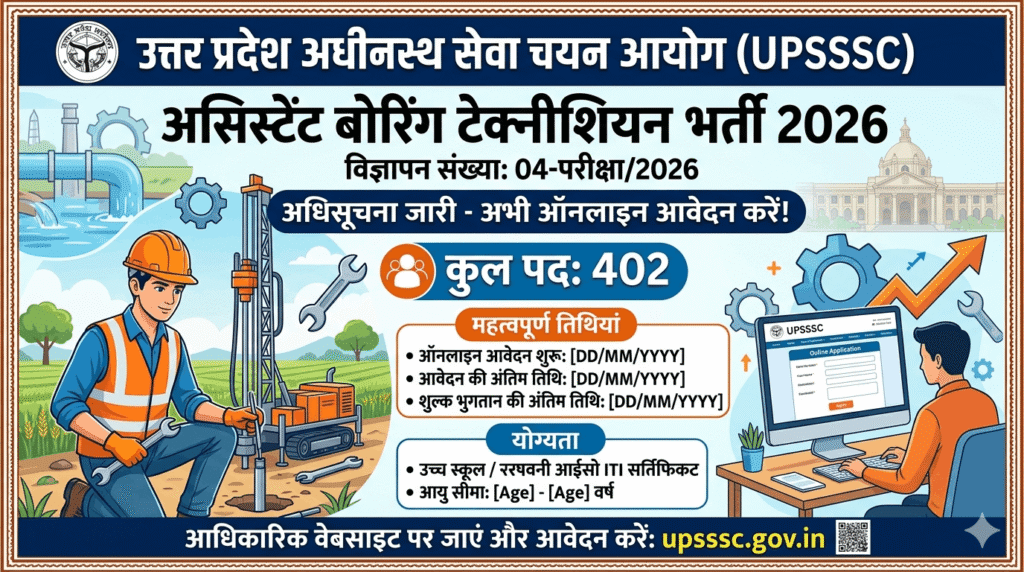 UPSSSC Assistant Boring Technician Recruitment 2026