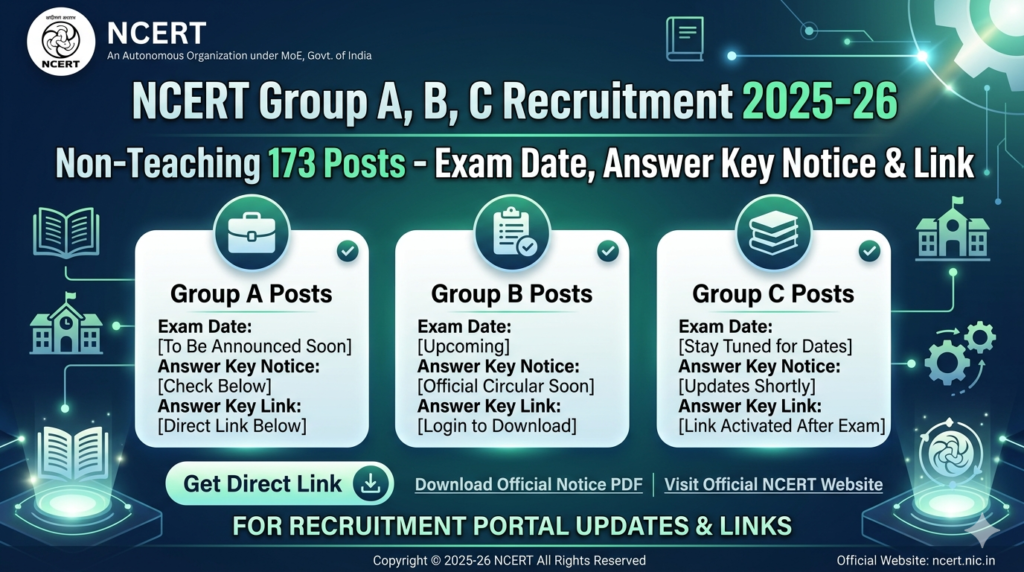 NCERT Group A, B, C Answer key 2026