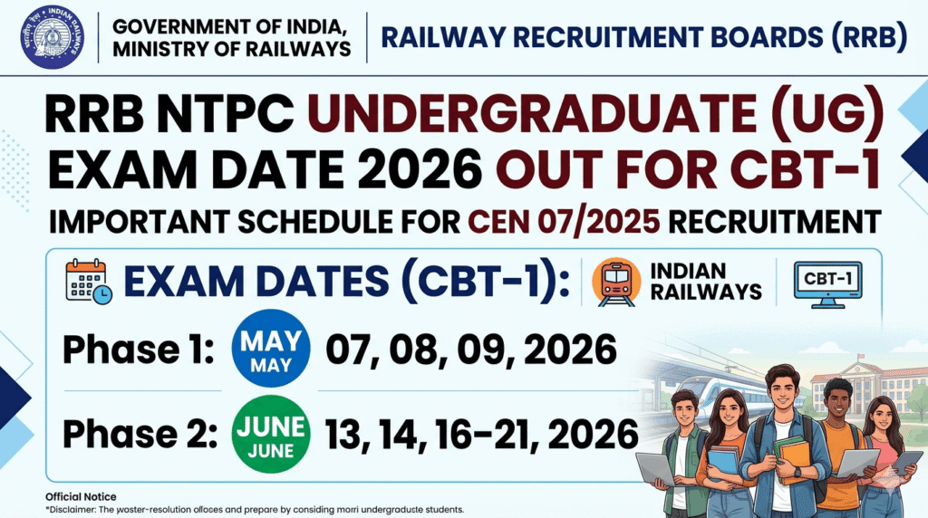 RRB NTPC UG Exam Date 2026